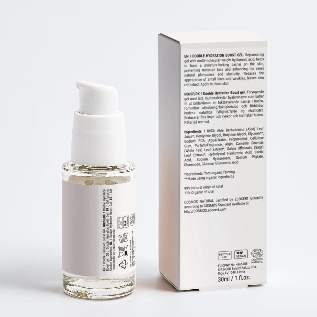 Veluma skincare product and packaging on a white background