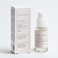 Veluma skincare product and packaging on a white background